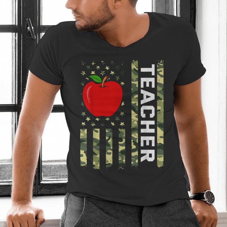 American Flag Camouflage Teacher Patriotic 4th Of July Men's V-Neck T-Shirt, gift for family, gift for coworker American Flag Camouflage Teacher Patriotic 4th Of July Men's V-Neck T-Shirt, gift for family, gift for coworker