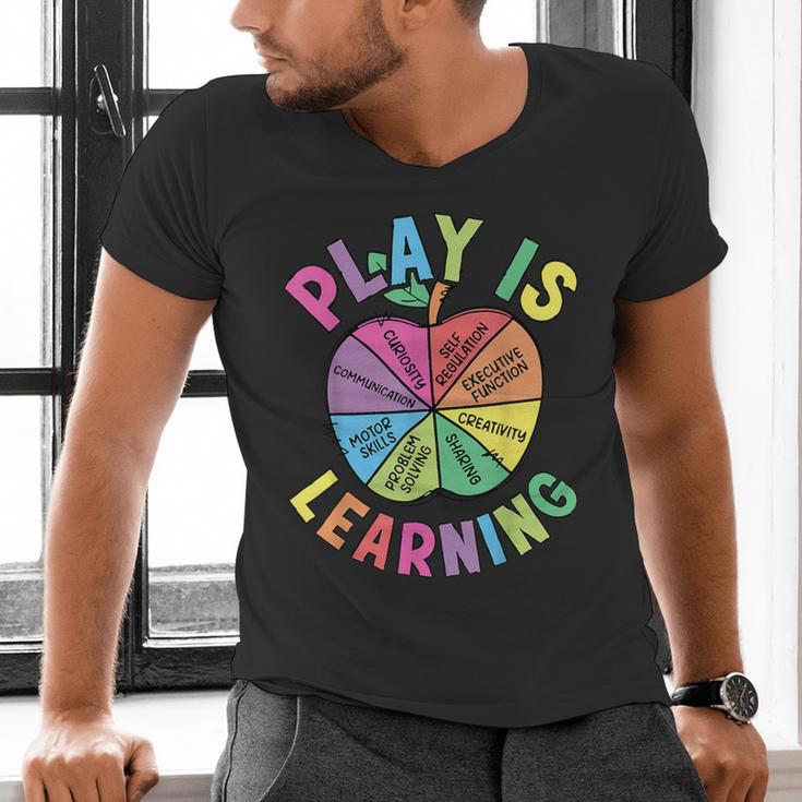 Apple Retro Play Is Learning Kindergarten Teacher Daycare Men's V-Neck T-Shirt, gift for family, gift for coworker Apple Retro Play Is Learning Kindergarten Teacher Daycare Men's V-Neck T-Shirt, gift for family, gift for coworker