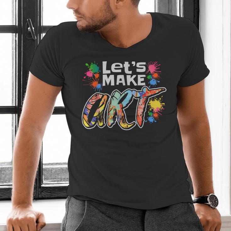 Lets Make Art Colerful Artists Painter Art Teacher Men Women Girls Kids Men's V-Neck T-Shirt, gift for family, gift for coworker