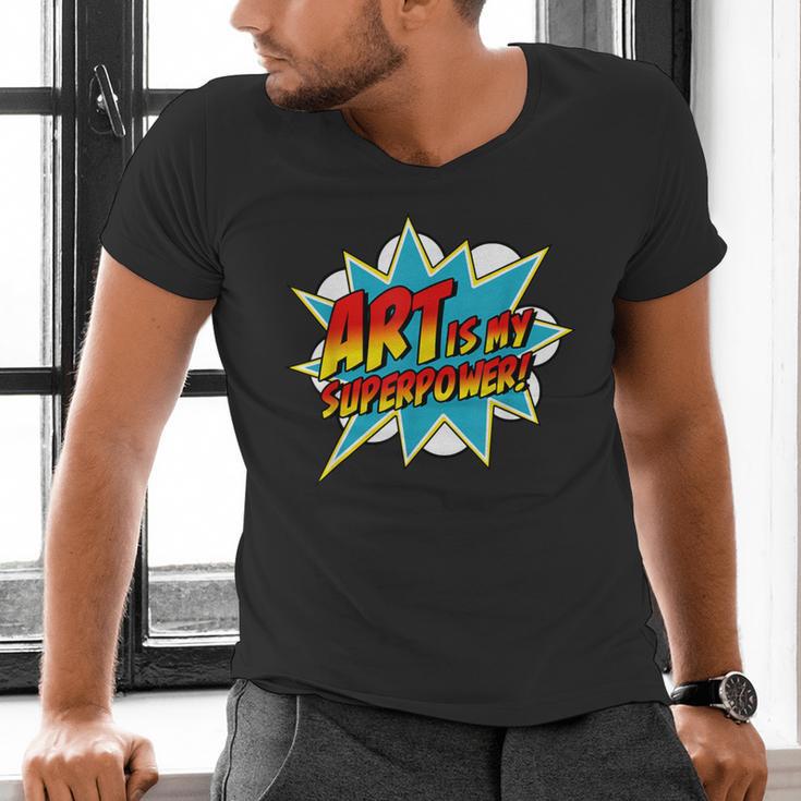 Art Is My Superpower Comic Artist Art Teacher Superhero Men's V-Neck T-Shirt, gift for family, gift for coworker Art Is My Superpower Comic Artist Art Teacher Superhero Men's V-Neck T-Shirt, gift for family, gift for coworker