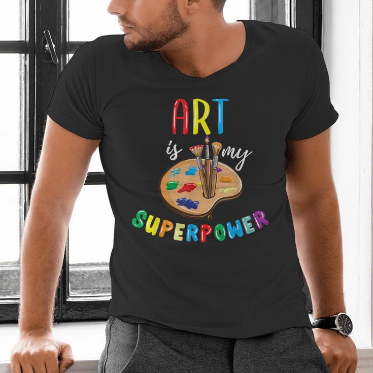 Art Is My Superpower Art Teacher Men's V-Neck T-Shirt, gift for family, gift for coworker