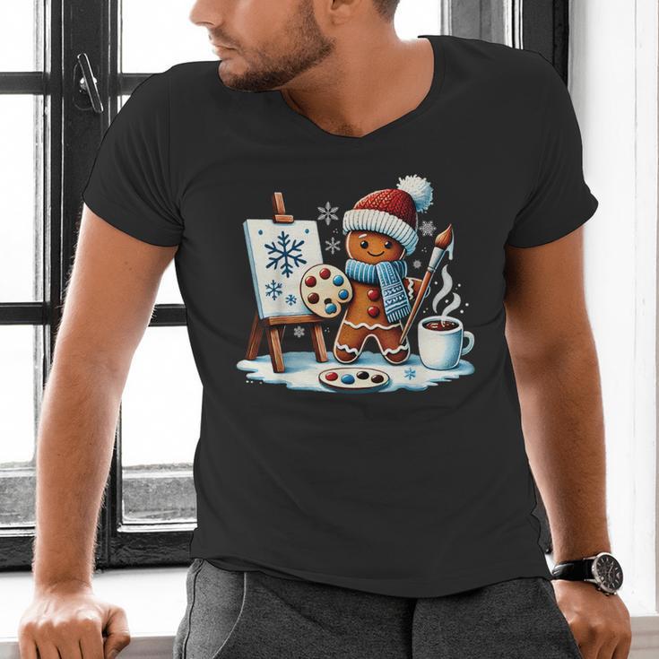 Artist Gingerbread Painter Art Teacher Student Christmas Men's V-Neck T-Shirt, gift for family, gift for coworker