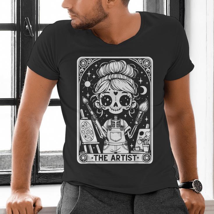 Artist Tarot Card Skeleton Painter Art Teacher Witchy Men's V-Neck T-Shirt, gift for family, gift for coworker Artist Tarot Card Skeleton Painter Art Teacher Witchy Men's V-Neck T-Shirt, gift for family, gift for coworker
