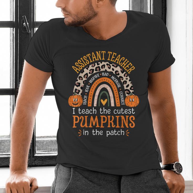 Assistant Teacher Rainbow Leopard Halloween Teacher Men's V-Neck T-Shirt, gift for family, gift for coworker Assistant Teacher Rainbow Leopard Halloween Teacher Men's V-Neck T-Shirt, gift for family, gift for coworker
