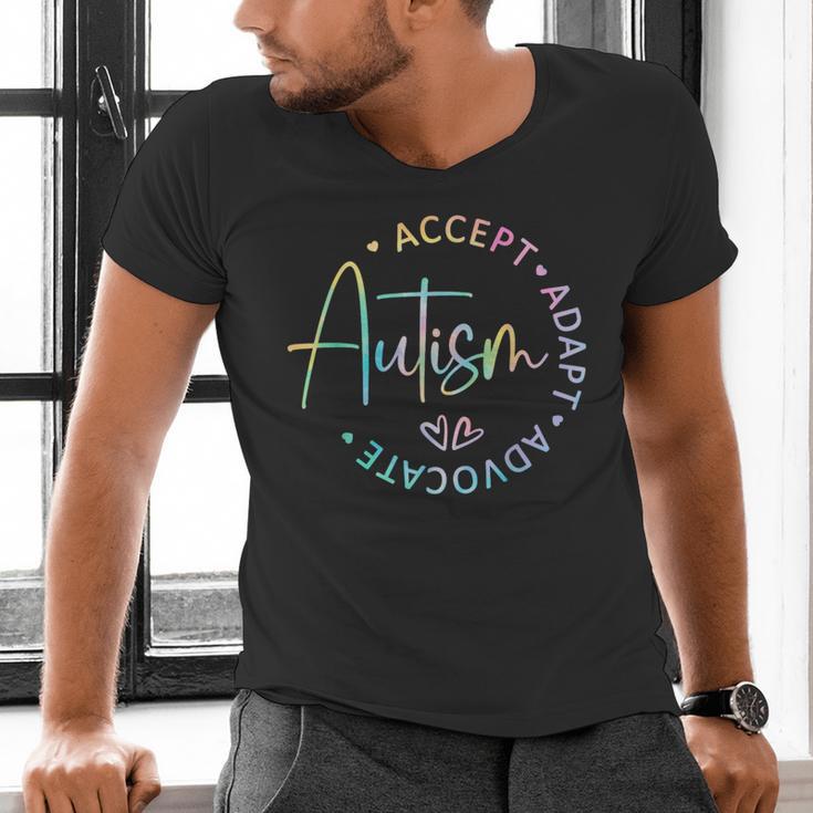 Autism Awareness Accept Adapt Advocate Autism Mom Teacher Men's V-Neck T-Shirt, gift for family, gift for coworker
