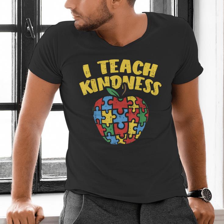 Autism Teacher Shirt I Teach Kindness Apple Puzzle Awareness Men's V-Neck T-Shirt, gift for family, gift for coworker Autism Teacher Shirt I Teach Kindness Apple Puzzle Awareness Men's V-Neck T-Shirt, gift for family, gift for coworker