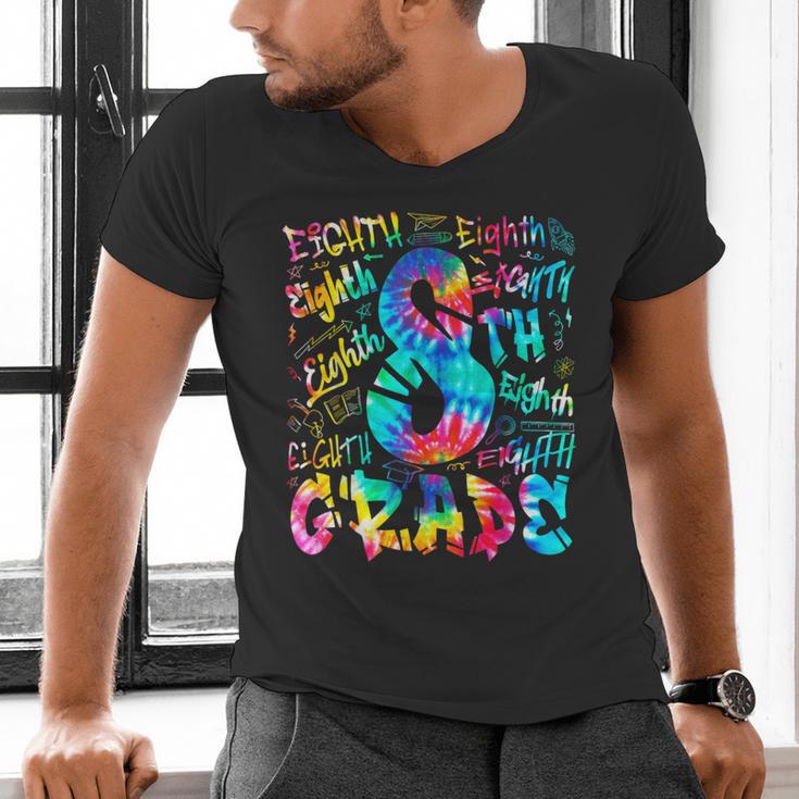 Back To School Eighth 8th Grade Tie Dye Typography Teacher Men's V-Neck T-Shirt, gift for family, gift for coworker Back To School Eighth 8th Grade Tie Dye Typography Teacher Men's V-Neck T-Shirt, gift for family, gift for coworker