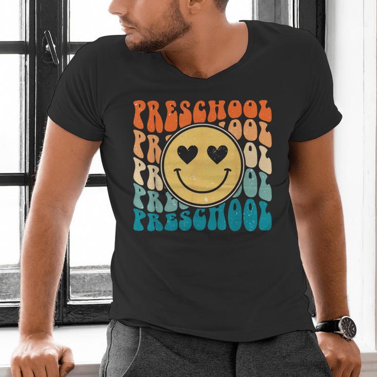 Back To School Groovy Smile Preschool Teachers Students Kids Men's V-Neck T-Shirt, gift for family, gift for coworker Back To School Groovy Smile Preschool Teachers Students Kids Men's V-Neck T-Shirt, gift for family, gift for coworker