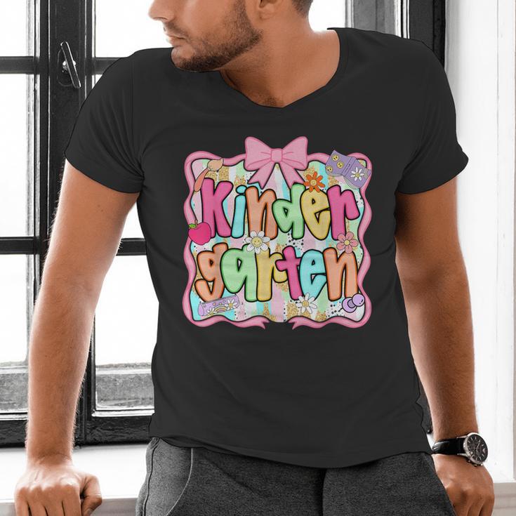 Back To School Kindergarten Preppy Teacher Girl Men's V-Neck T-Shirt, gift for family, gift for coworker Back To School Kindergarten Preppy Teacher Girl Men's V-Neck T-Shirt, gift for family, gift for coworker