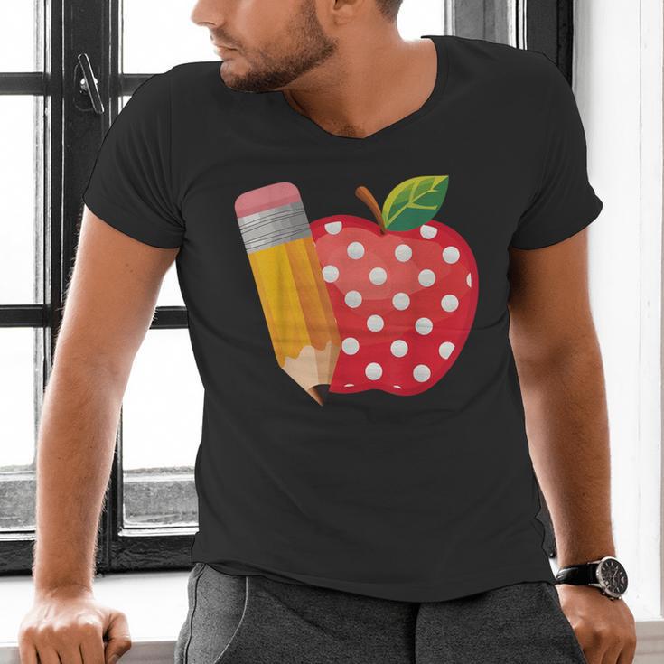 Back To School Pencil And Apple Teacher Student Men's V-Neck T-Shirt, gift for family, gift for coworker