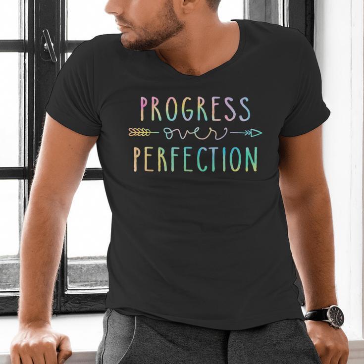 Back To School Progress Over Perfection Motivational Teacher Men's V-Neck T-Shirt, gift for family, gift for coworker Back To School Progress Over Perfection Motivational Teacher Men's V-Neck T-Shirt, gift for family, gift for coworker