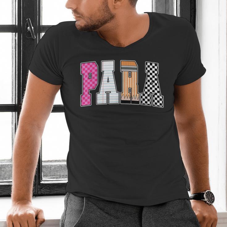 Back To School Teacher Para Preppy Checkered Para Life Men's V-Neck T-Shirt, gift for family, gift for coworker