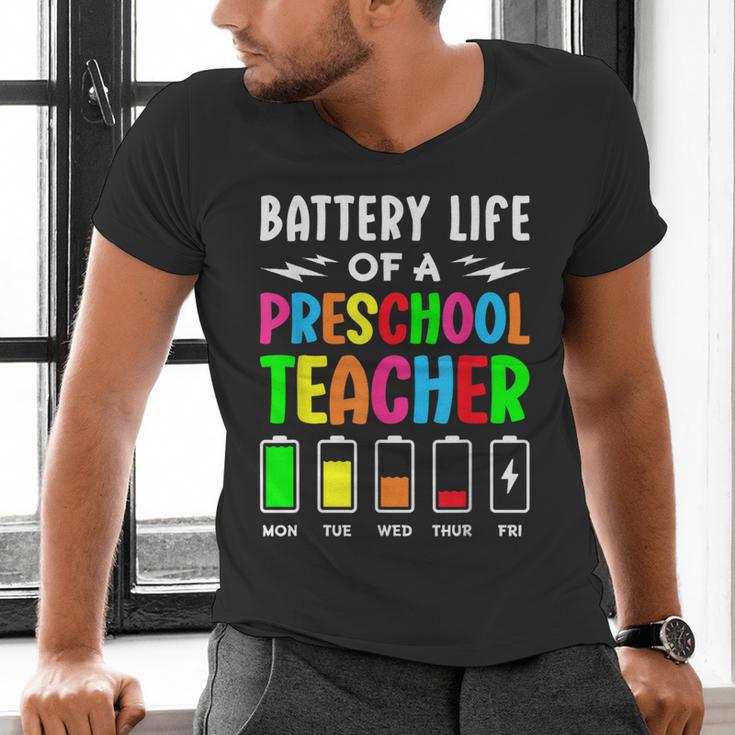 Battery Life Of a Preschool School Teacher School Week Men's V-Neck T-Shirt, gift for family, gift for coworker