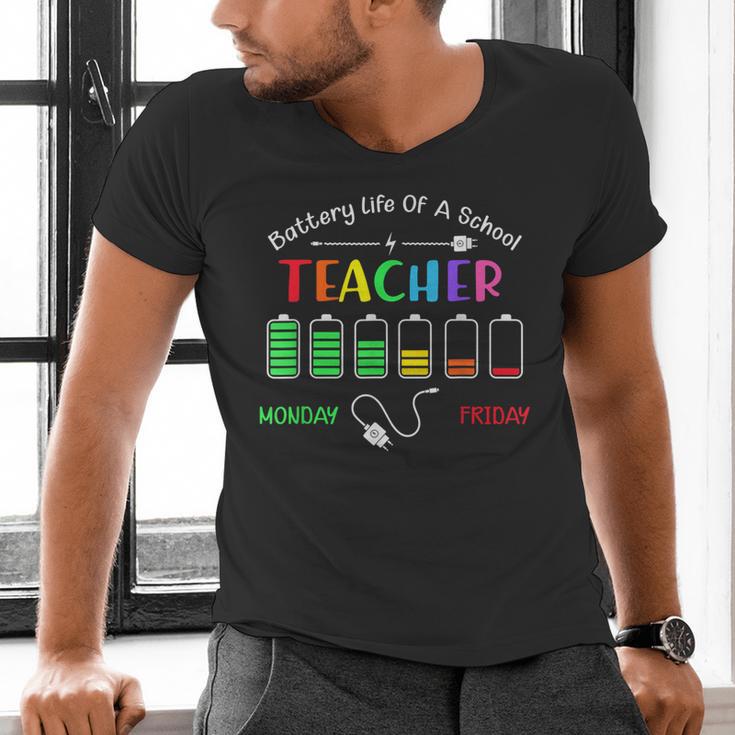 Battery Life Of A School Teacher Monday To Friday For Men Women Men's V-Neck T-Shirt, gift for family, gift for coworker Battery Life Of A School Teacher Monday To Friday For Men Women Men's V-Neck T-Shirt, gift for family, gift for coworker