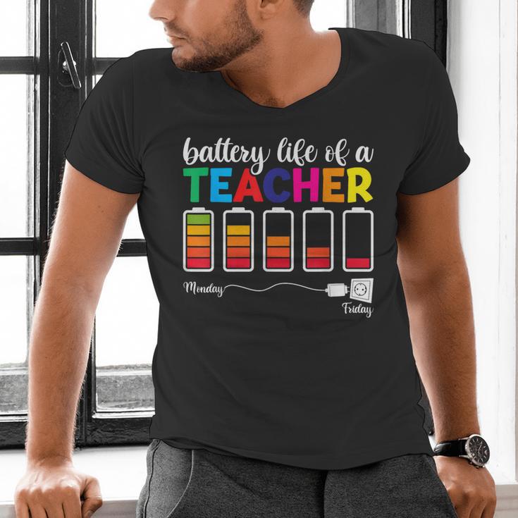 Battery Life Of a Teacher Shirt Thanksgiving Teacher Men's V-Neck T-Shirt, gift for family, gift for coworker