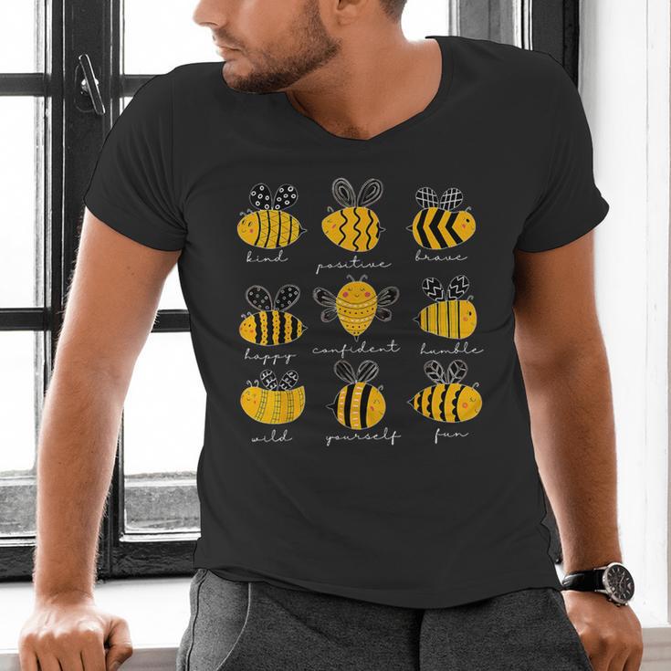 Bee Kind Positive Brave Happy Confident Humble Teacher Men's V-Neck T-Shirt, gift for family, gift for coworker Bee Kind Positive Brave Happy Confident Humble Teacher Men's V-Neck T-Shirt, gift for family, gift for coworker