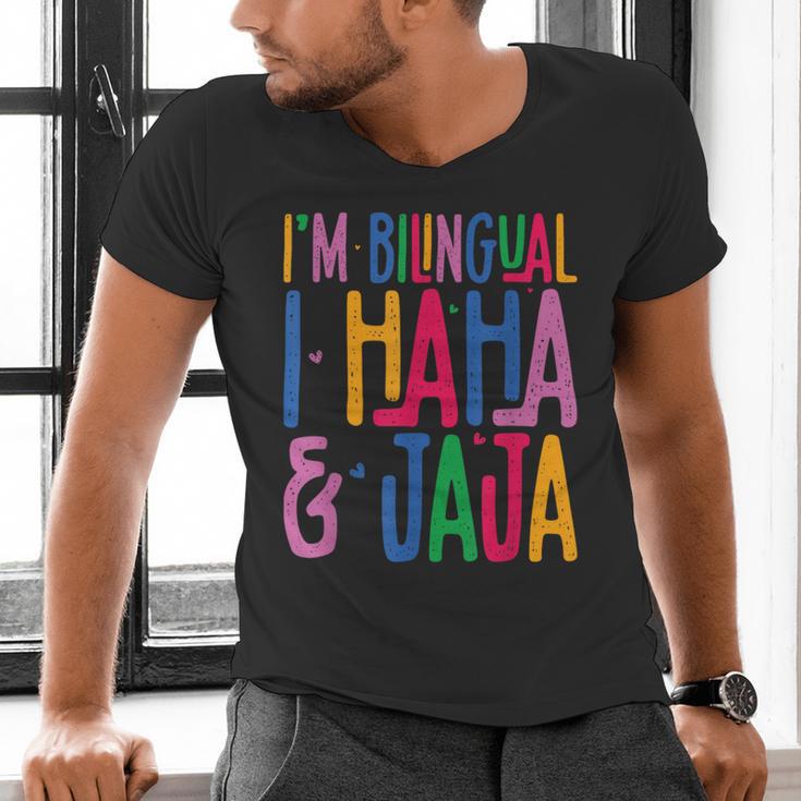 I Am Bilingual I Haha And Jaja Latina Latino Spanish Teacher Men's V-Neck T-Shirt, gift for family, gift for coworker