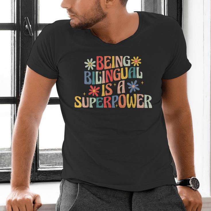 Being Bilingual Is A Superpower Back To School ESL Teacher Men's V-Neck T-Shirt, Esl Teacher Shirts, gift for family, gift for coworker