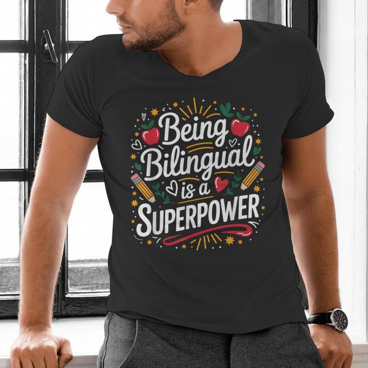 Being Bilingual Is A Superpower ESL Teacher School Men's V-Neck T-Shirt, Esl Teacher Shirts, gift for family, gift for coworker Being Bilingual Is A Superpower ESL Teacher School Men's V-Neck T-Shirt, Esl Teacher Shirts, gift for family, gift for coworker