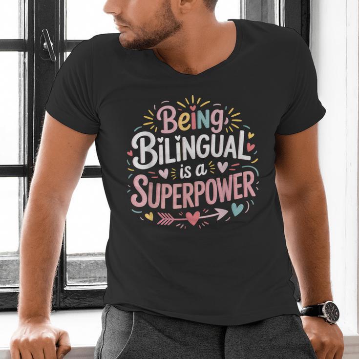 Being Bilingual Is A Superpower ESL Teacher School Men's V-Neck T-Shirt, Esl Teacher Shirts, gift for family, gift for coworker Being Bilingual Is A Superpower ESL Teacher School Men's V-Neck T-Shirt, Esl Teacher Shirts, gift for family, gift for coworker