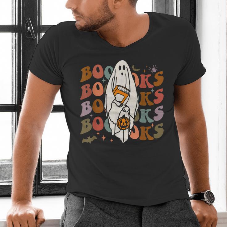 Booooks Ghost Halloween Groovy Vintage Teacher Book Reading Men's V-Neck T-Shirt, Groovy Teacher Shirts, gift for family, gift for coworker Booooks Ghost Halloween Groovy Vintage Teacher Book Reading Men's V-Neck T-Shirt, Groovy Teacher Shirts, gift for family, gift for coworker