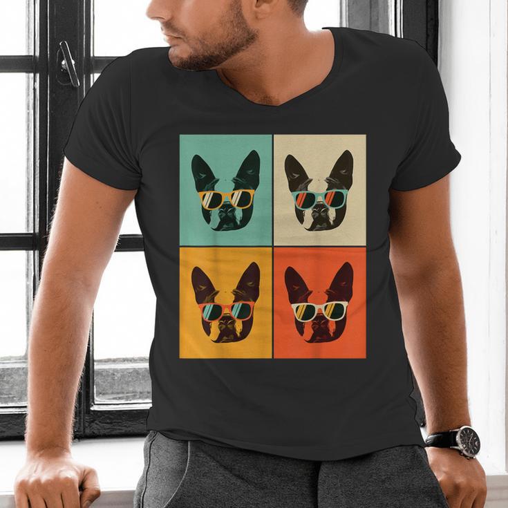 Bostie Dog Lover Boston Terrier With Sunglasses For Men Women Girls Kids Men's V-Neck T-Shirt, gift for family, gift for coworker