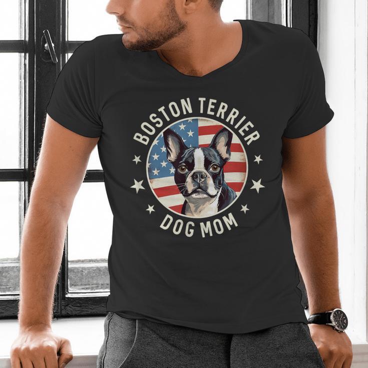 Boston Bull Terrier Women Boston Terrier Dog Mom Men's V-Neck T-Shirt, Boston Terrier Mom Shirts, gift for family, gift for coworker