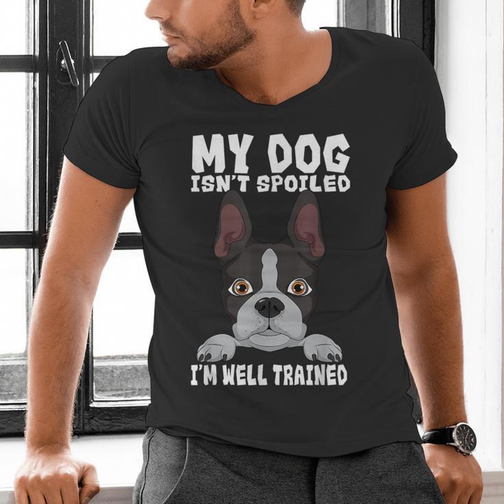 Boston Terrier American Gentleman Dog Lover I'm Well Trained Men's V-Neck T-Shirt, American Boston Terrier Shirts, gift for family, gift for coworker
