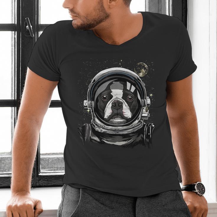 Boston Terrier Astronaut Shirt Spaceman Dog Space Lover Men's V-Neck T-Shirt, gift for family, gift for coworker
