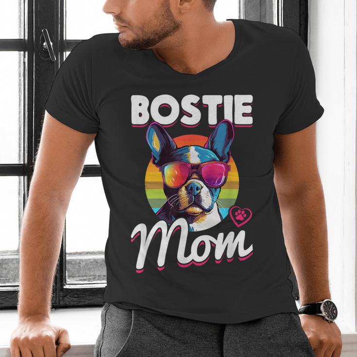 Boston Terrier Bostie Dog Breed Pet Bostie Mom Men's V-Neck T-Shirt, Boston Terrier Mom Shirts, gift for family, gift for coworker