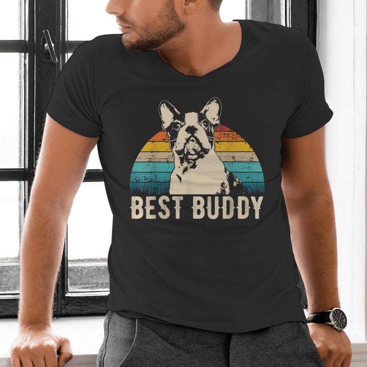 Boston Terrier Boston-Bulldog Men's V-Neck T-Shirt, gift for family, gift for coworker