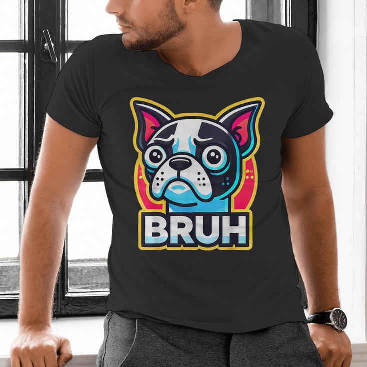 Boston Terrier Bruh Dog Lover Men's V-Neck T-Shirt, gift for family, gift for coworker