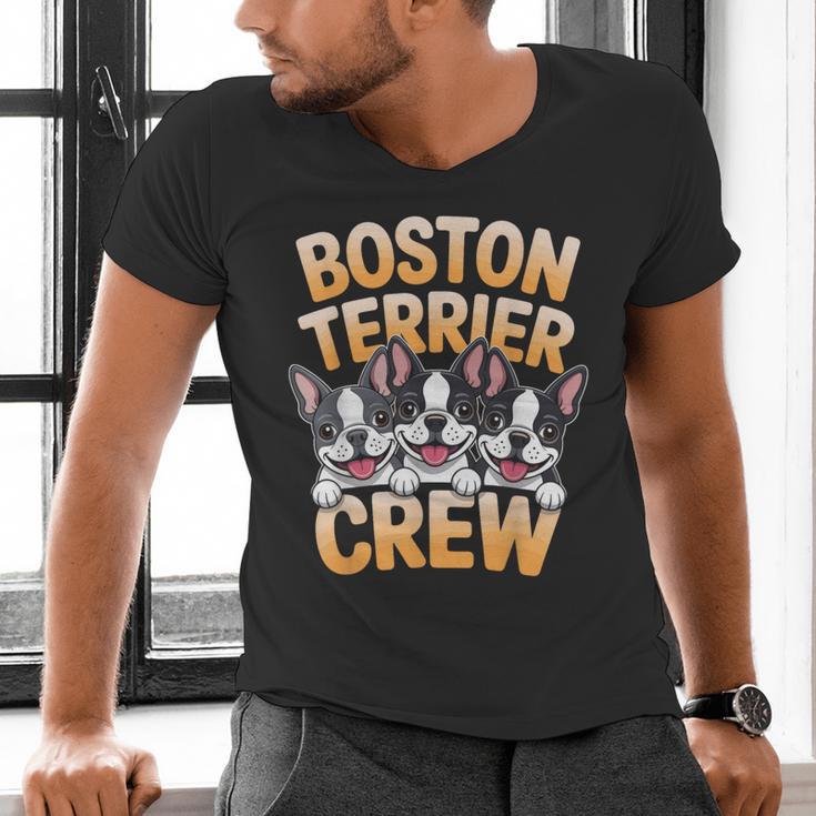 Boston Terrier Crew Cartoon For Dog Owner Pet Boston Terrier Men's V-Neck T-Shirt, gift for family, gift for coworker