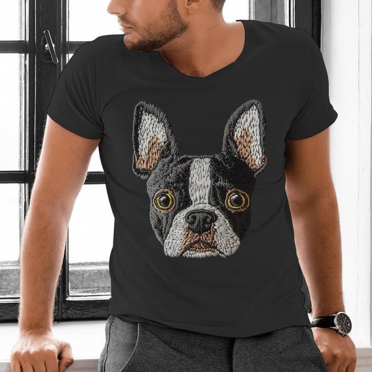 Boston Terrier Cute Puppy Face Dog Lover Pet Owner Men's V-Neck T-Shirt, gift for family, gift for coworker