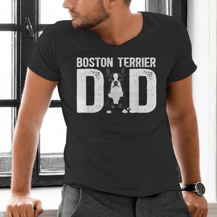 Boston Terrier Dad Of A Bostie Dad Bostie Father Men's V-Neck T-Shirt, Boston Terrier Dad Shirts, gift for family, gift for coworker