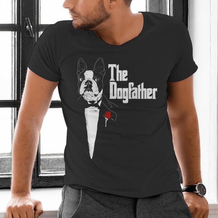 Boston Terrier Dad The DogFather Shirt Boston Terrier Men's V-Neck T-Shirt, Boston Terrier Dad Shirts, gift for family, gift for coworker