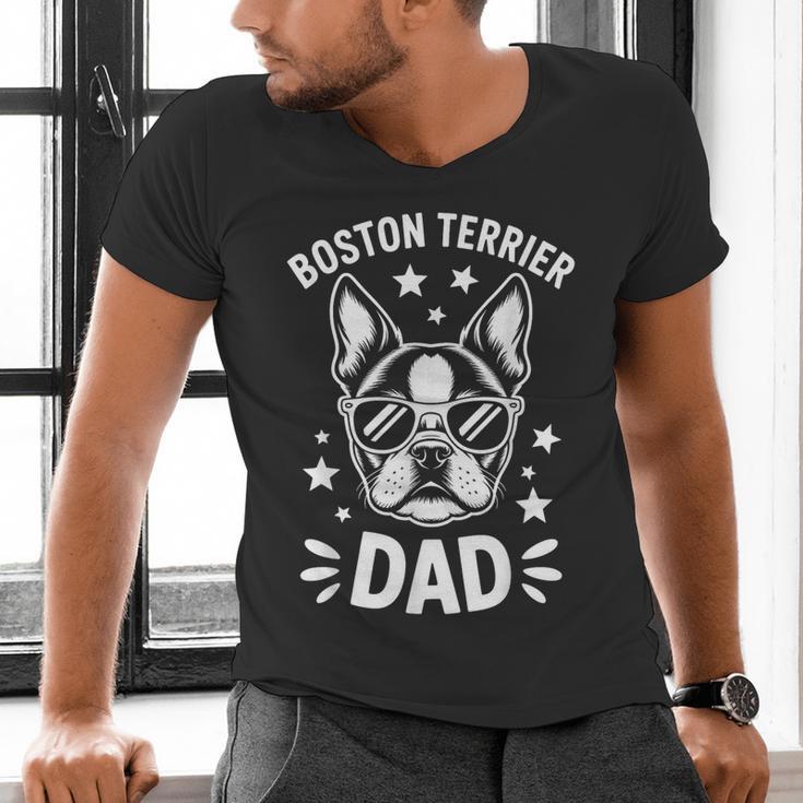 Boston Terrier Dad Boston Terrier Men's V-Neck T-Shirt, Boston Terrier Dad Shirts, gift for family, gift for coworker