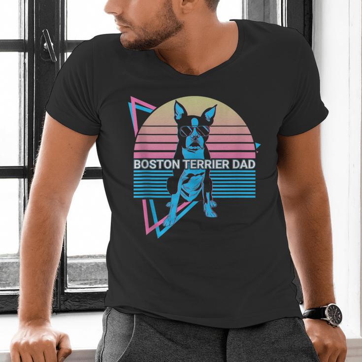 Boston Terrier Dad Retro Men's V-Neck T-Shirt, Boston Terrier Dad Shirts, gift for family, gift for coworker