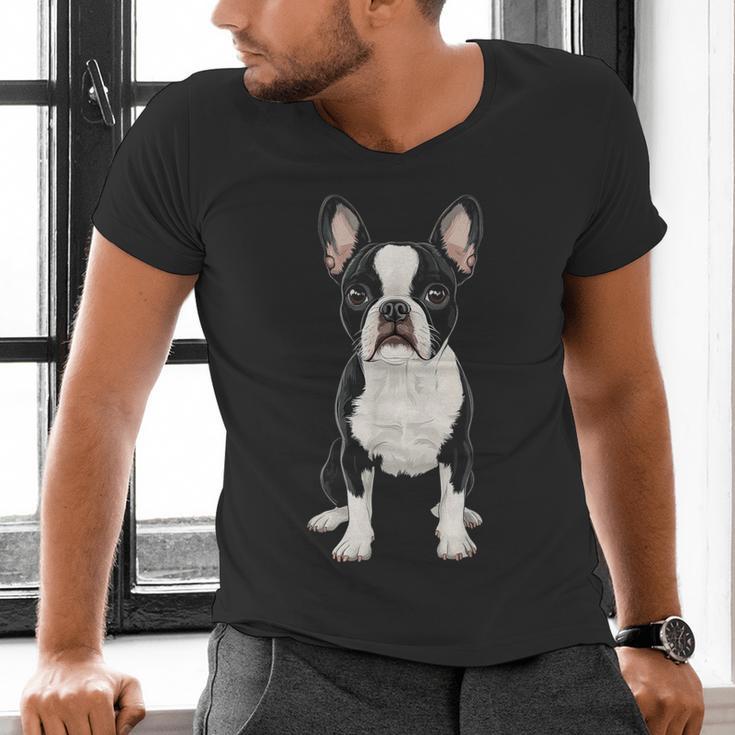 Boston Terrier Dog Motif Pet Art Boston Terrier For Men Women Kids Men's V-Neck T-Shirt, gift for family, gift for coworker