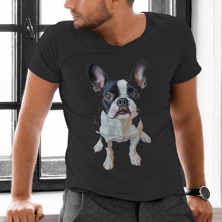 Boston Terrier Dog Motif Pet Art Boston Terrier Men Women Kids Men's V-Neck T-Shirt, gift for family, gift for coworker