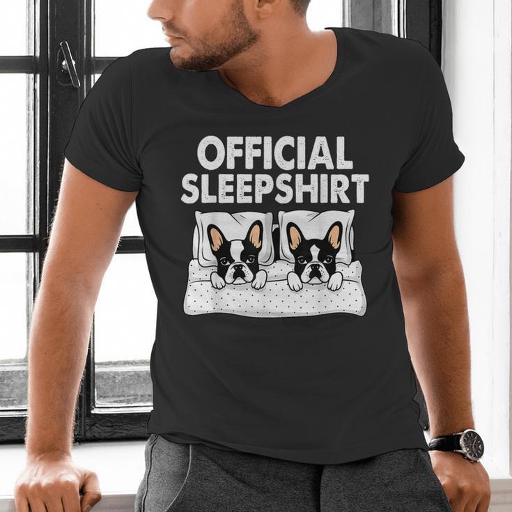 Boston Terrier Dog Official Sleep Pajamas Nightgown Men's V-Neck T-Shirt, gift for family, gift for coworker