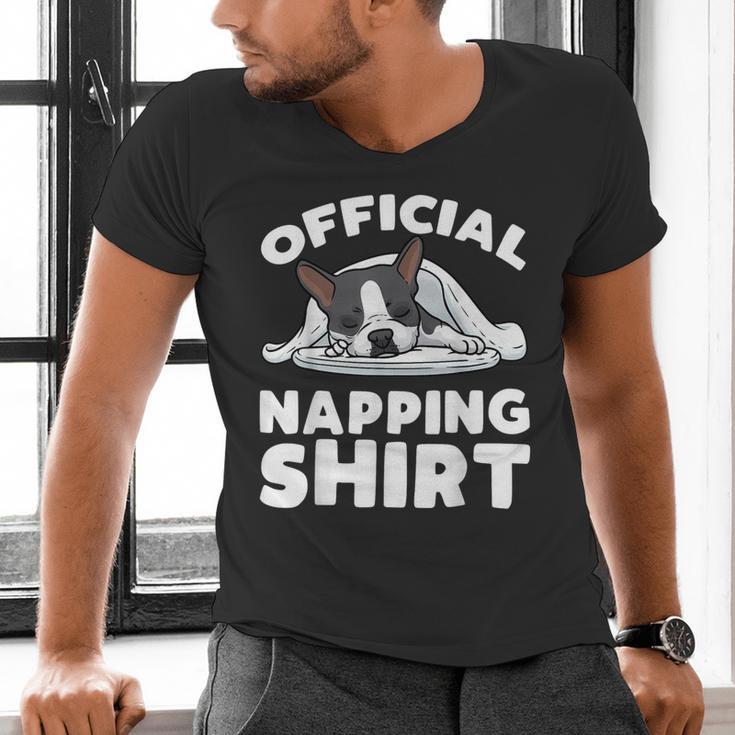 Boston Terrier Dog Official Sleeping Shirt Men Women Kids Men's V-Neck T-Shirt, gift for family, gift for coworker