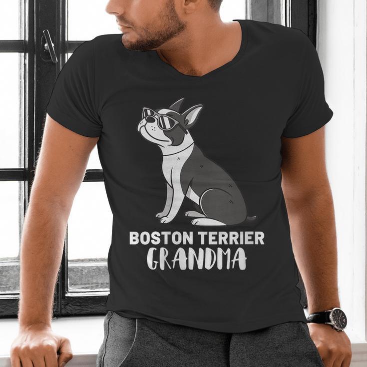 Boston Terrier Dog Owner Grandma Men's V-Neck T-Shirt, gift for family, gift for coworker