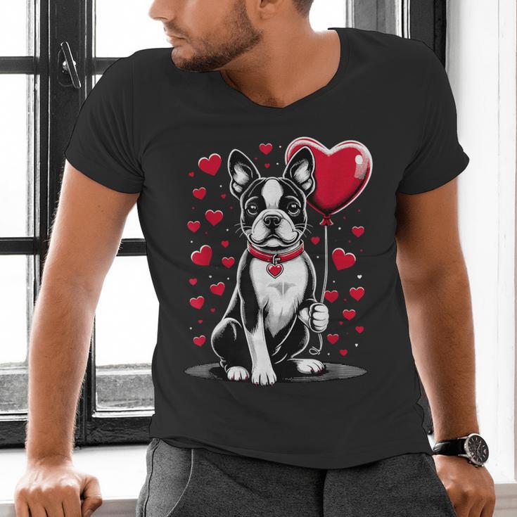 Boston Terrier Dog Valentine's Day Dog Owner Valentine Men's V-Neck T-Shirt, gift for family, gift for coworker