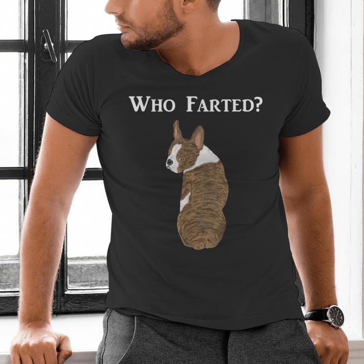 Boston Terrier Who Farted Men's V-Neck T-Shirt, gift for family, gift for coworker