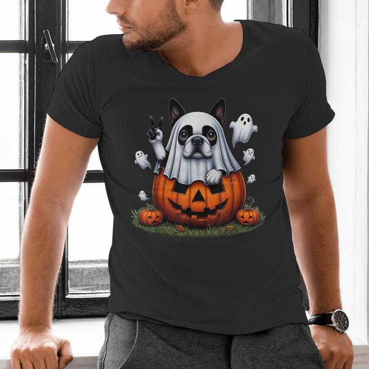 Boston Terrier Ghost Boo Halloween Kids Men's V-Neck T-Shirt, Boston Terrier Halloween Shirts, Boston Terrier Ghost Shirts, gift for family, gift for coworker