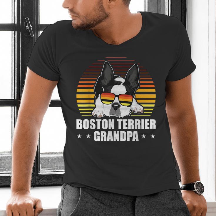 Boston Terrier Grandpa Dog Owner Boston Terrier Men's V-Neck T-Shirt, gift for family, gift for coworker