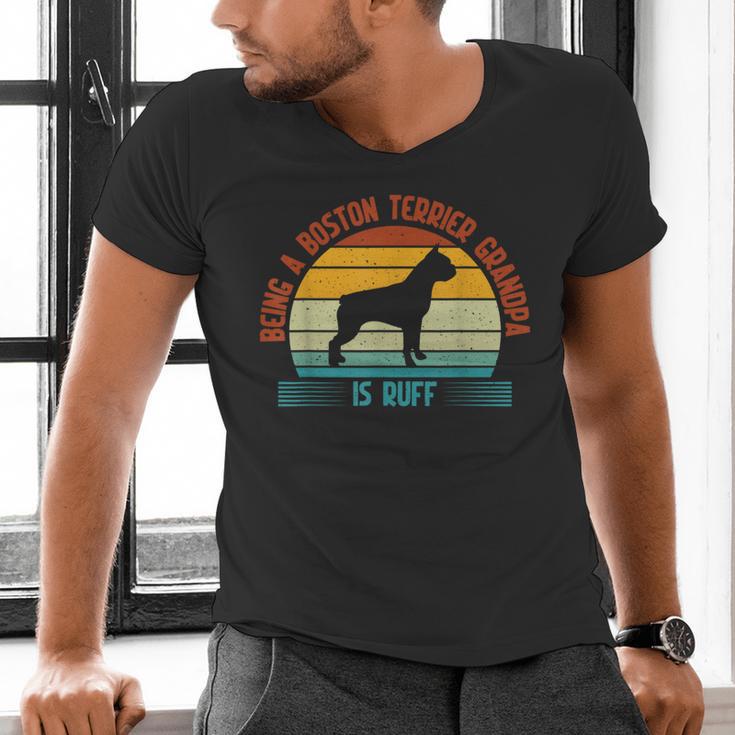 Being a Boston Terrier Grandpa Is Ruff Boston Terrier Men's V-Neck T-Shirt, gift for family, gift for coworker