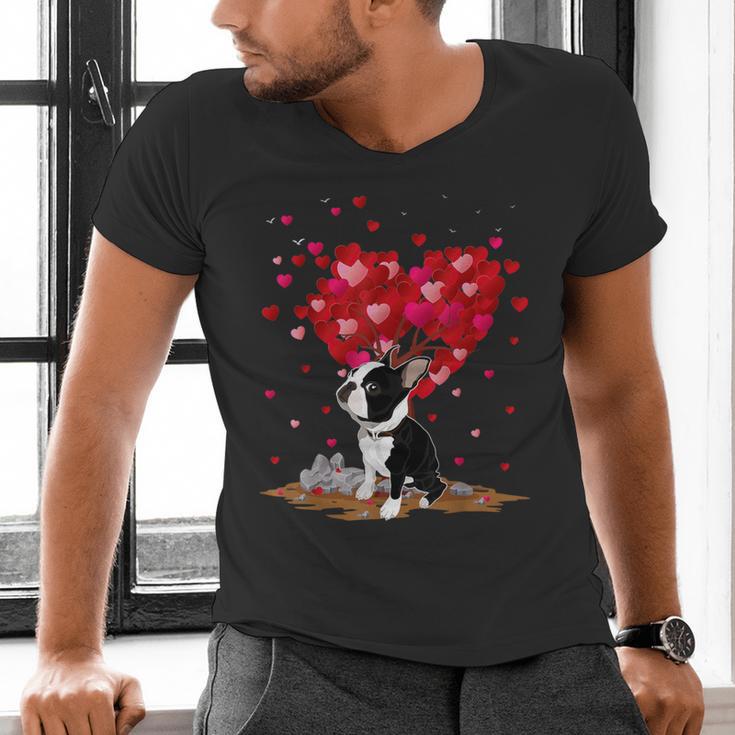Boston Terrier Lover Heart Shape Boston Terrier Valentine Men's V-Neck T-Shirt, gift for family, gift for coworker
