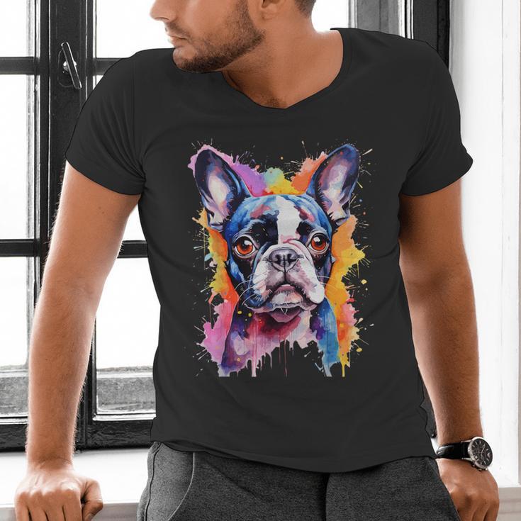 Boston Terrier Lover Pop Art Color Boston Terrier Dog For Men Women Girls Kids Men's V-Neck T-Shirt, gift for family, gift for coworker